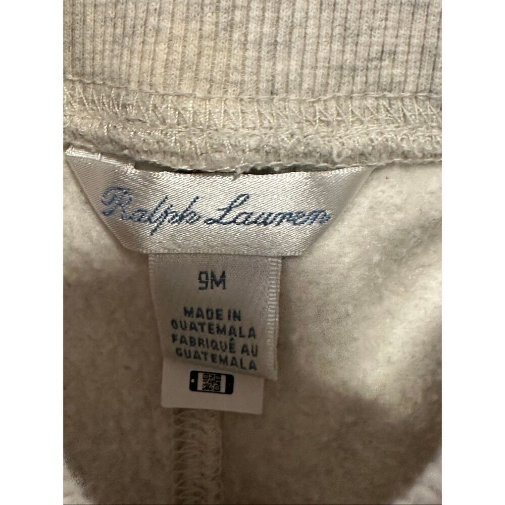 Ralph Lauren Baby Polo Bear Fleece Jogger Sweatpants Gray 9M Pull On Unisex - Picture 3 of 4